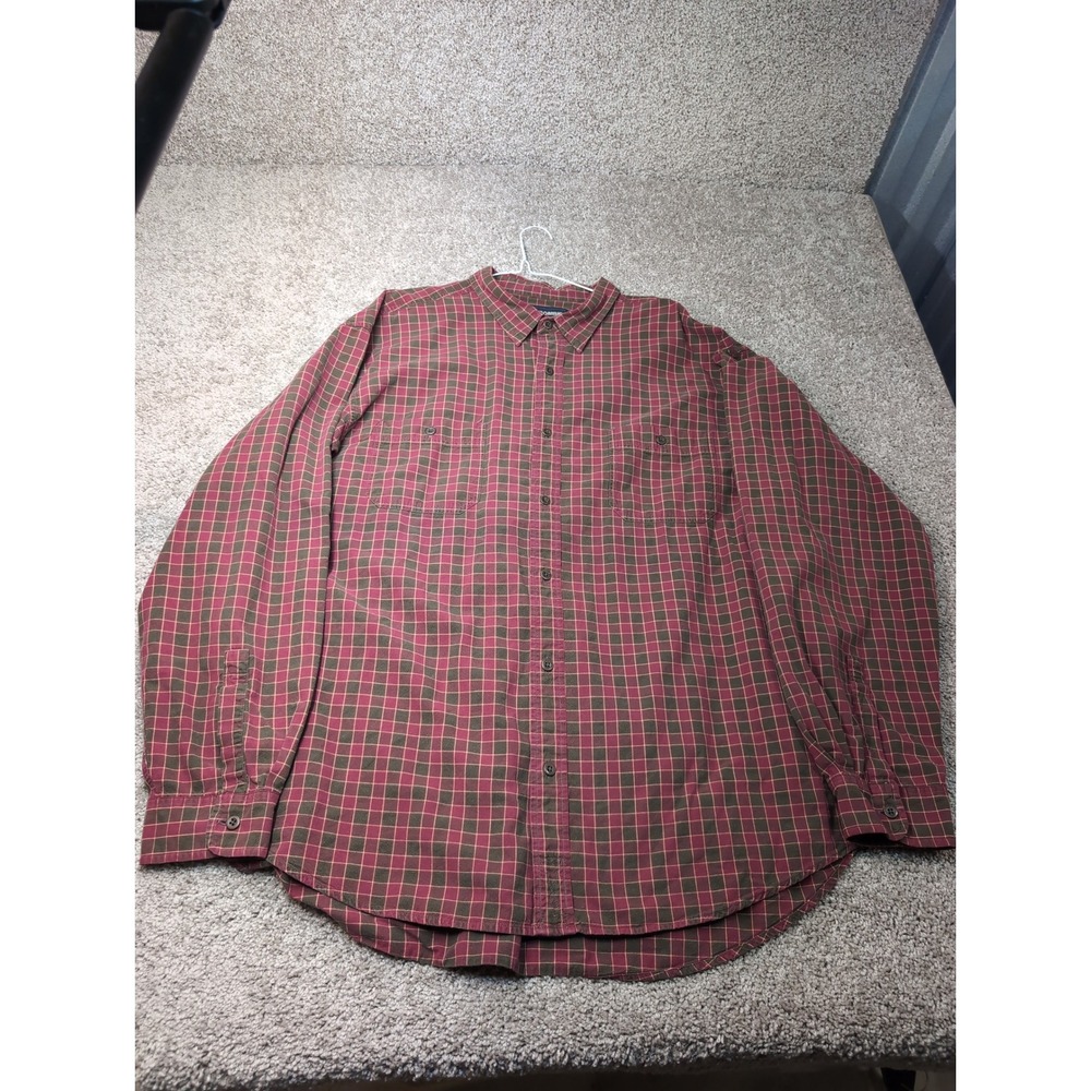 Abercrombie & Fitch Mens‎ XXL Plaid Button Down Shirt Burgundy Olive Cotton